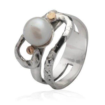 Sterling Silver Gold Filled Pearl Ring IR708