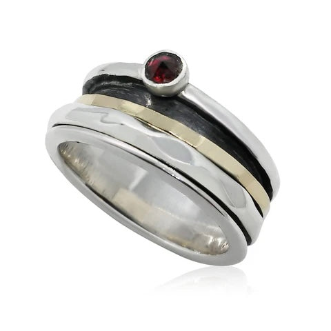 Sterling Silver Gold Filled Garnet Ring IR1360