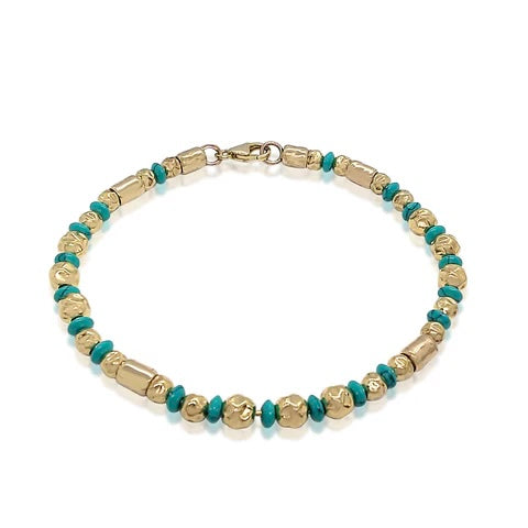 Sterling Silver Gold Filled Turquoise Bracelet IB348