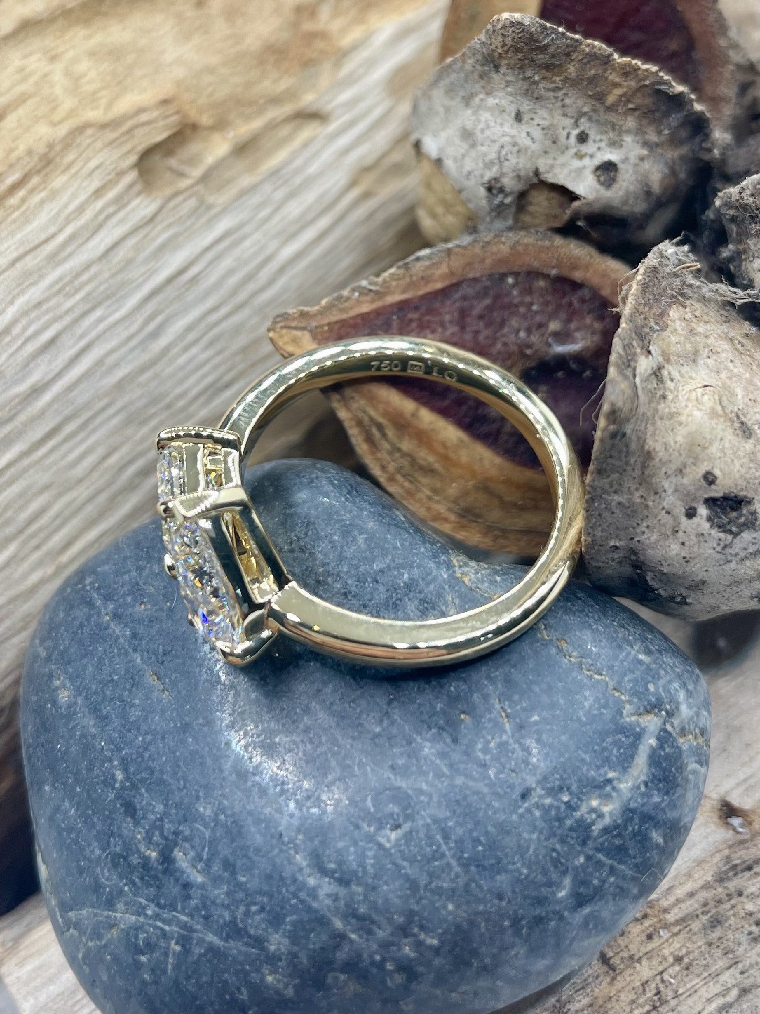 18ct Yellow Gold Pear & Emerald Cut LabDiamond Ring
