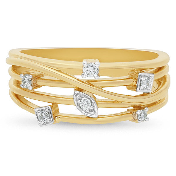 9ct Yellow Gold Diamond Wire Ring