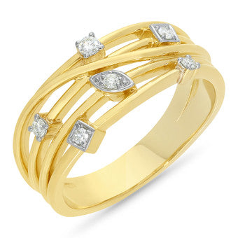 9ct Yellow Gold Diamond Wire Ring