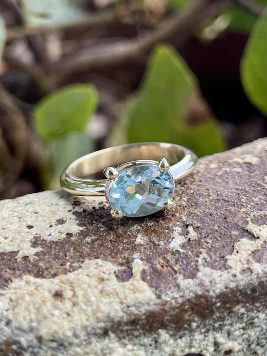 9ct Yellow Gold Blue Topaz Ring