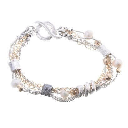 Sterling Silver Gold Filled Pearl Bracelet DB1271