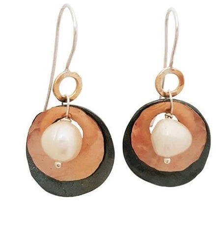 Sterling Silver and Gold Filled Pearl Earrings