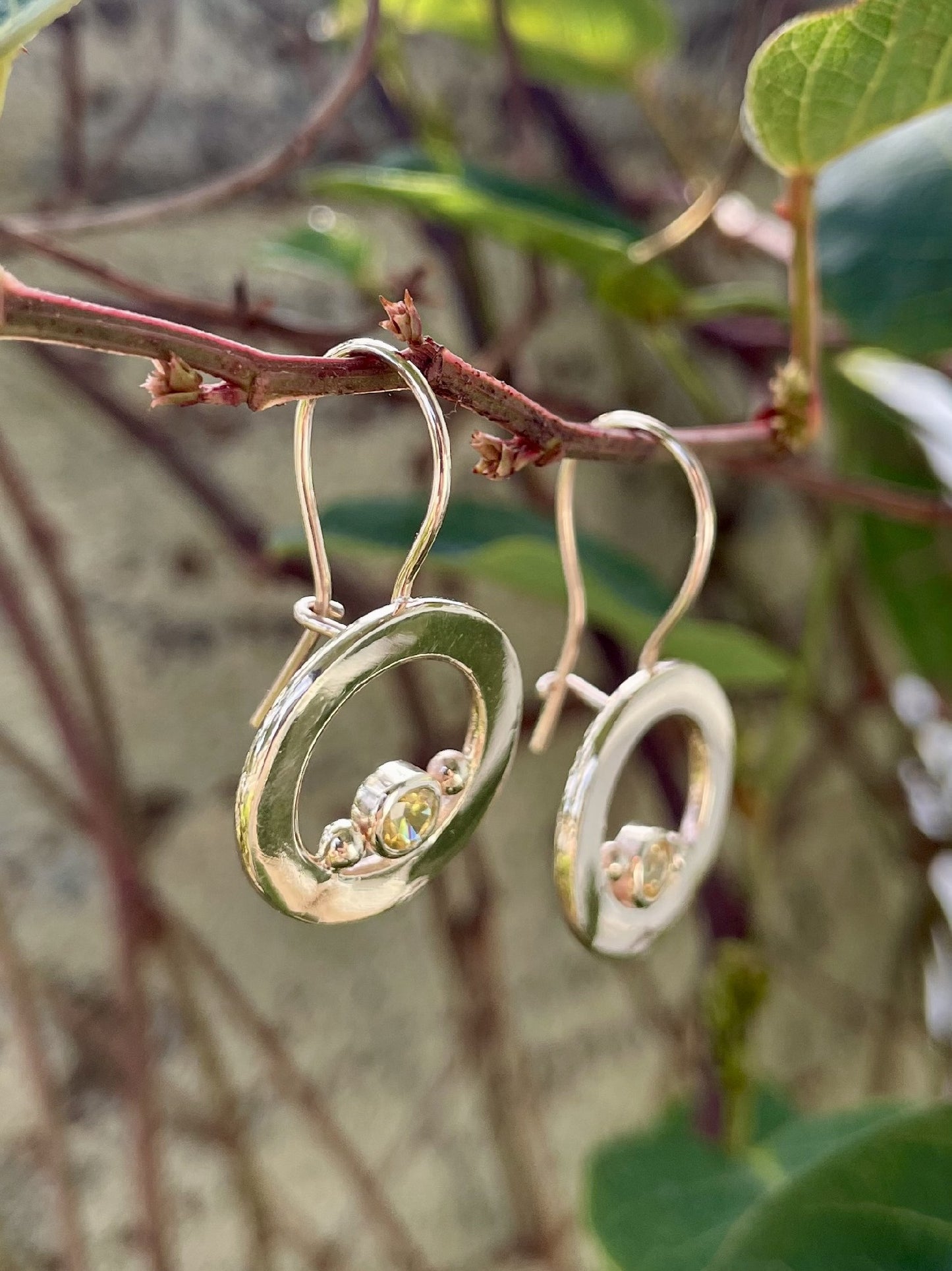 9ct Yellow Gold Yellow Sapphire Circle Drop Earrings