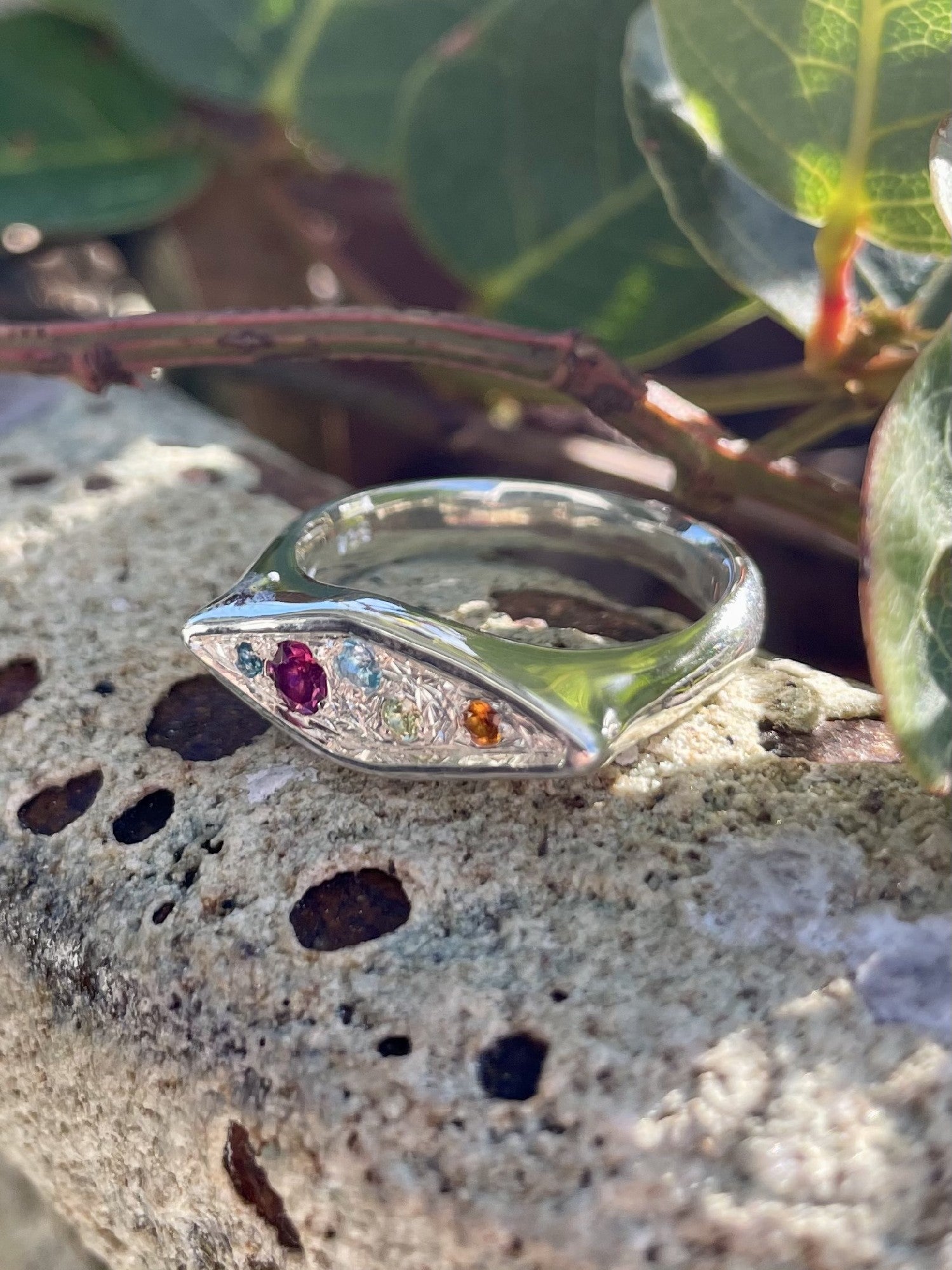 Sterling Silver Multi-Stone Diamond Shape Ring