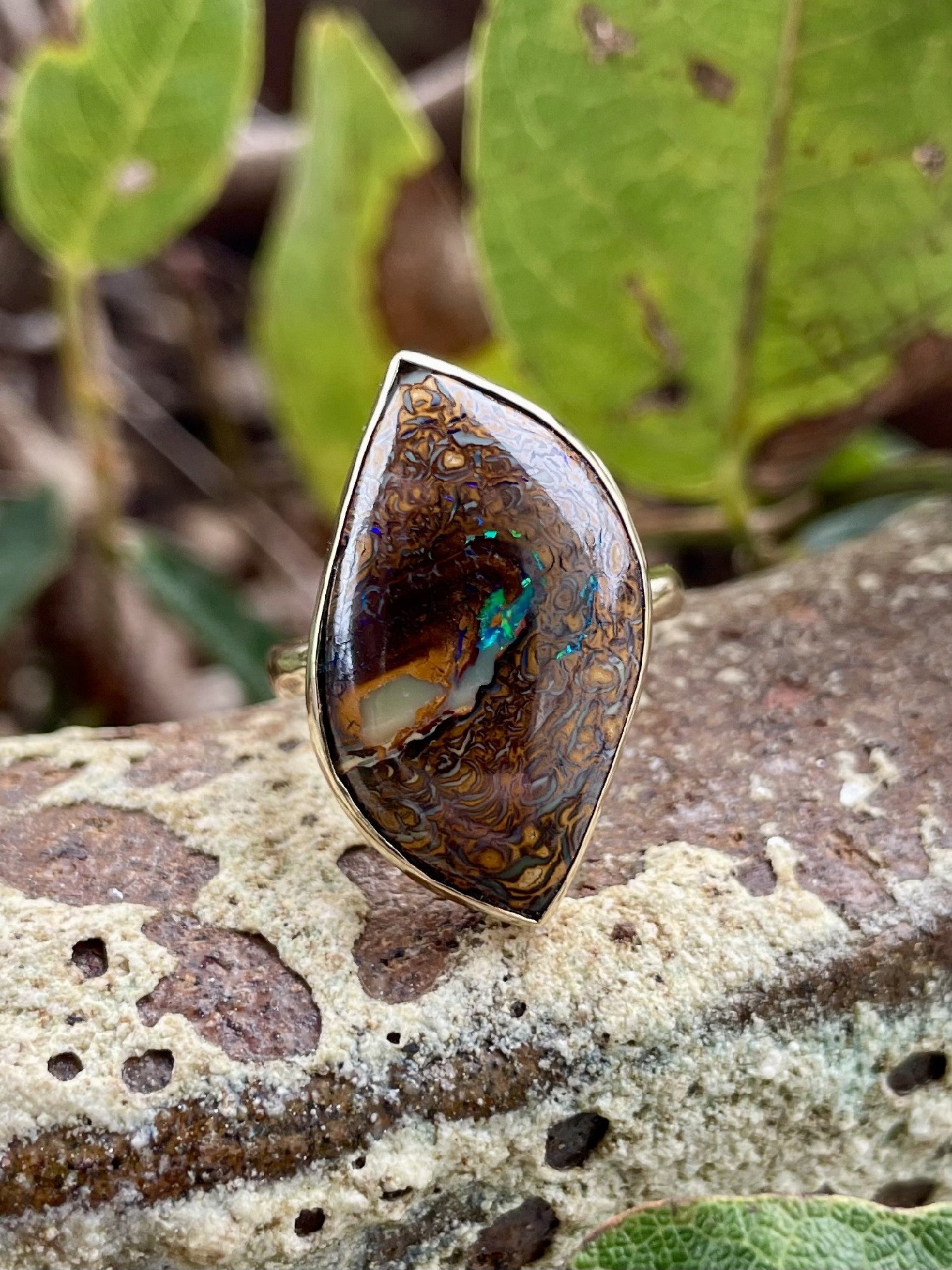 9ct Yellow Gold Boulder Opal Ring