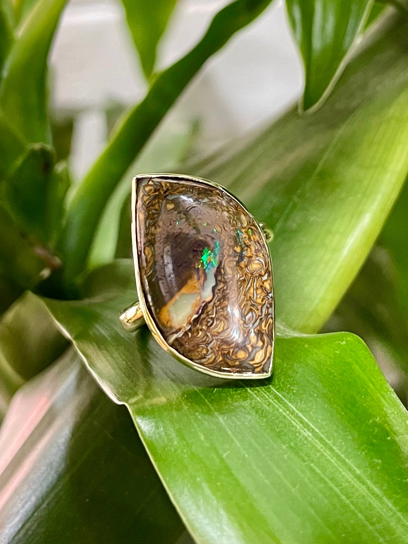 9ct Yellow Gold Boulder Opal Ring