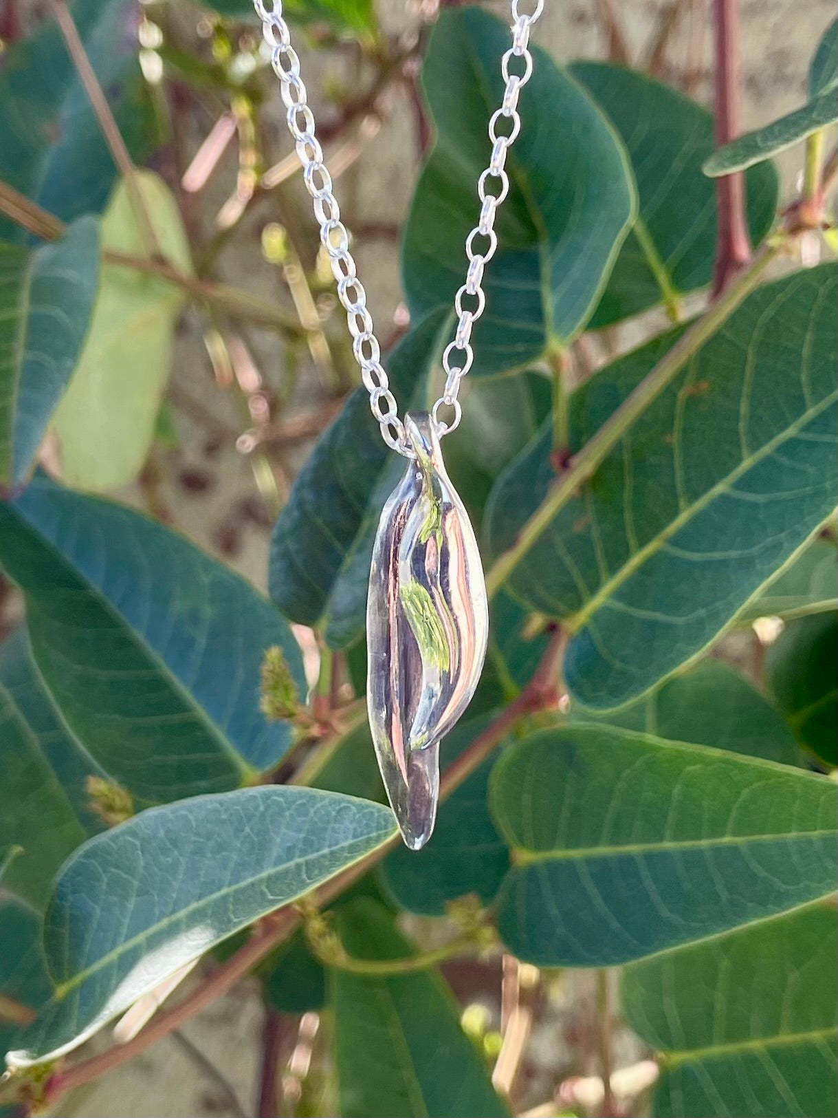 Sterling Silver Double Gumleaf Pendant 