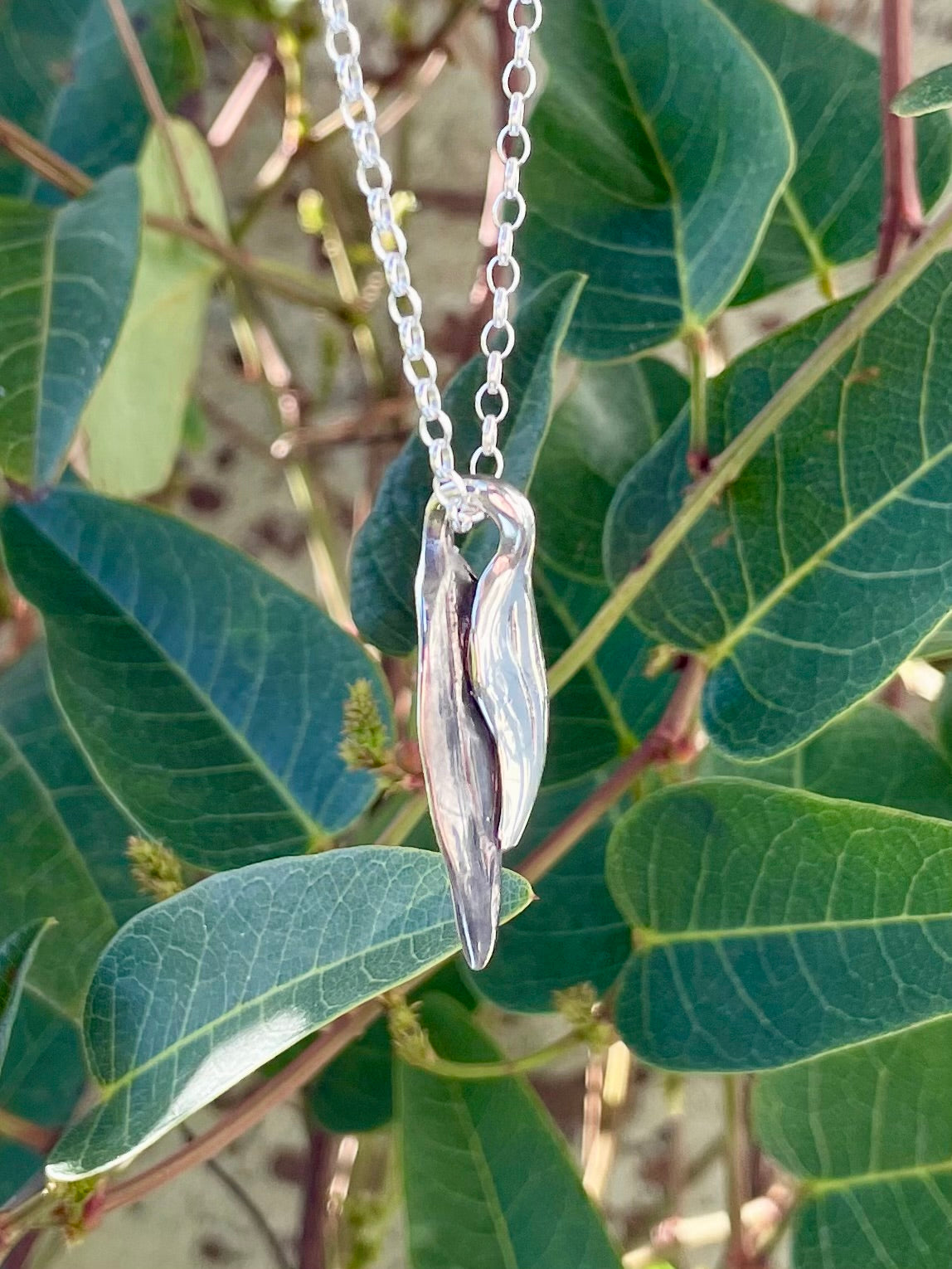 Sterling Silver Double Gumleaf Pendant 