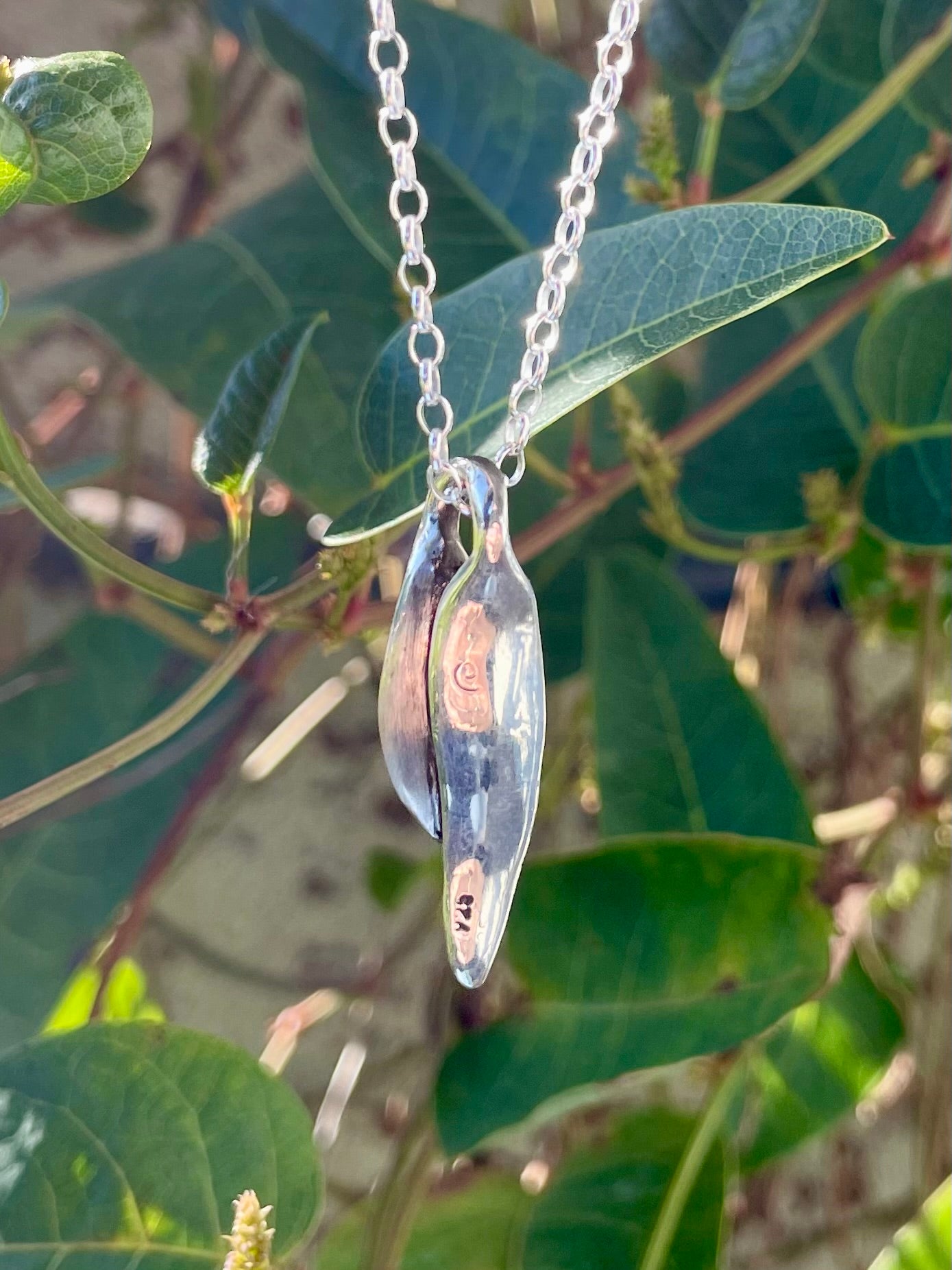 Sterling Silver Double Gumleaf Pendant 