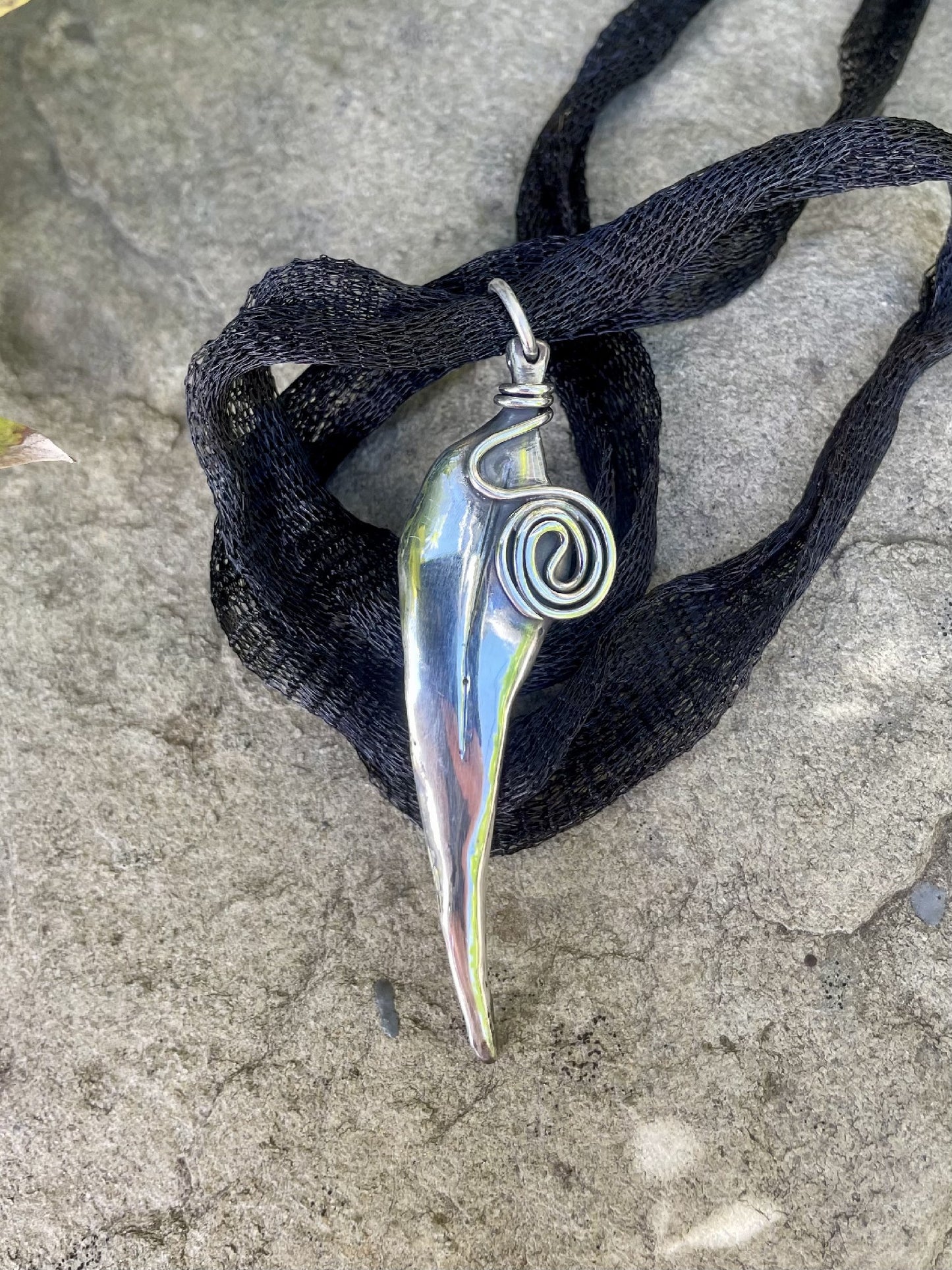 Sterling Silver Gumleaf Swirl Pendant