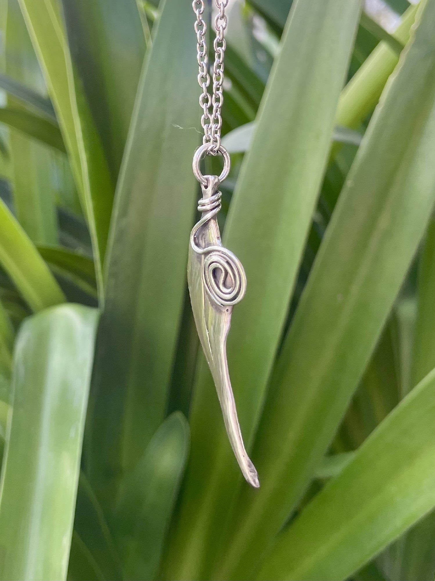 Sterling Silver Gumleaf Swirl Pendant