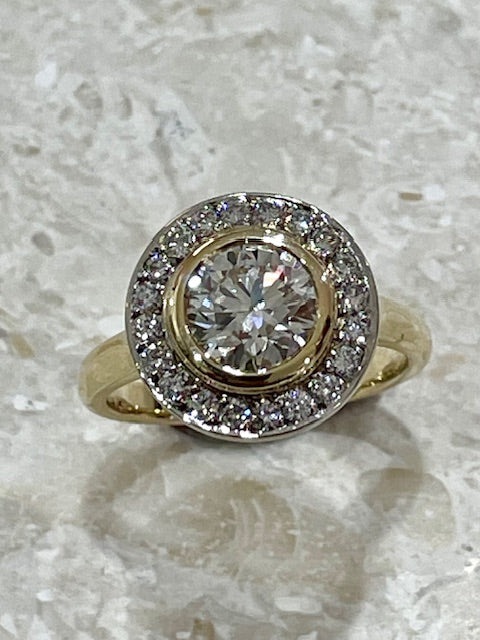 9YW 'Halo' style Diamond Ring 1.84ct EVVS2