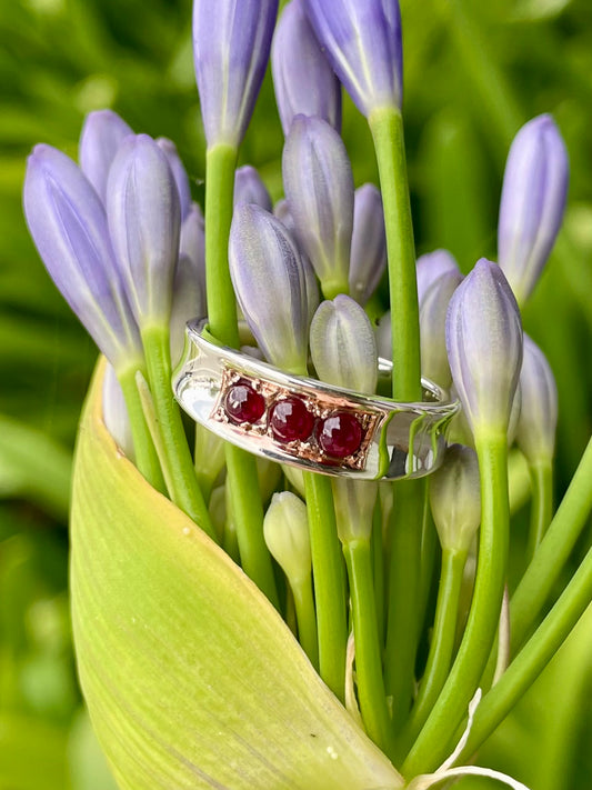 Sterling Silver & 9ct Rose Gold Ruby Ring