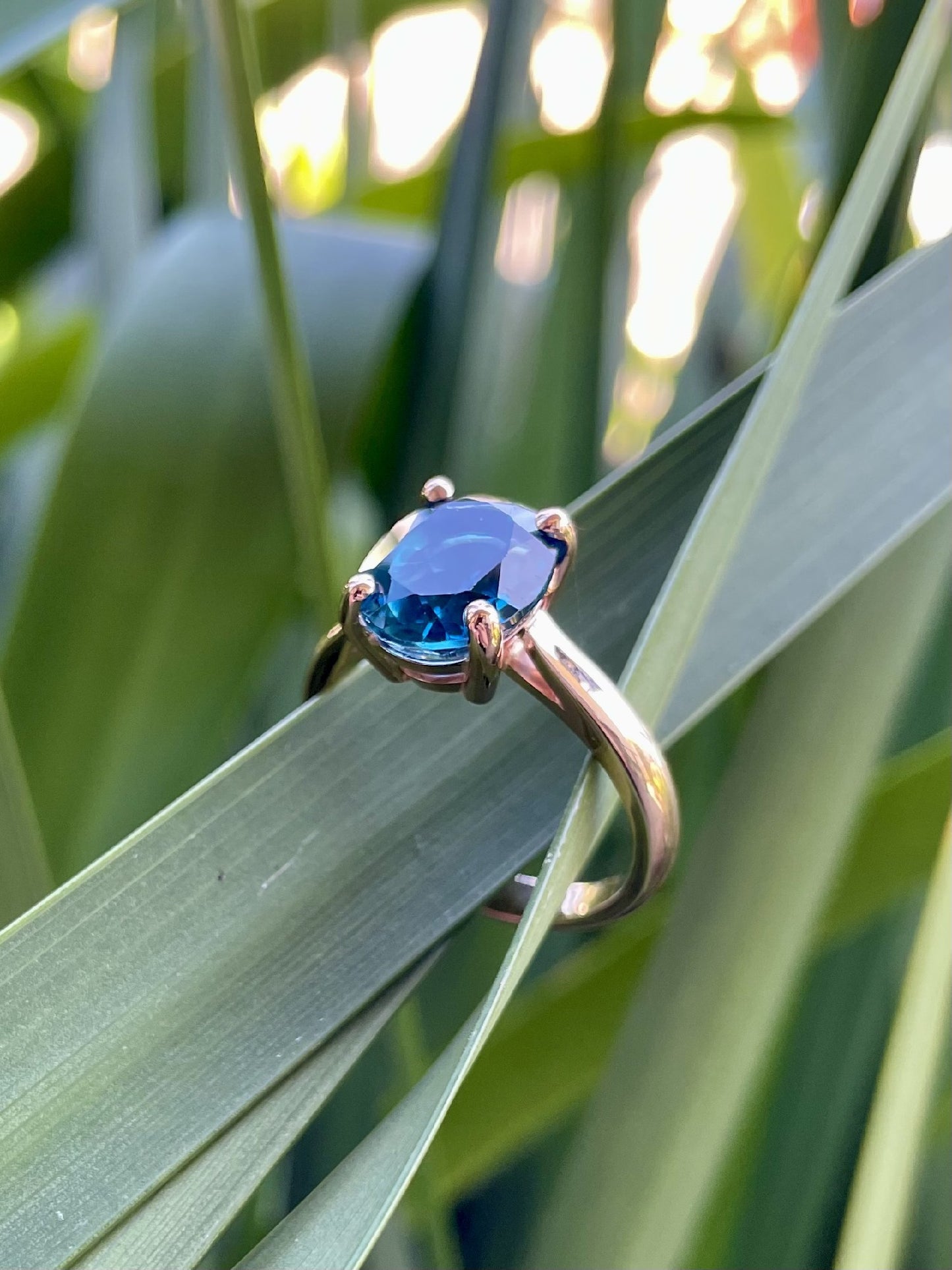 9ct Rose Gold Oval London Blue Topaz Ring