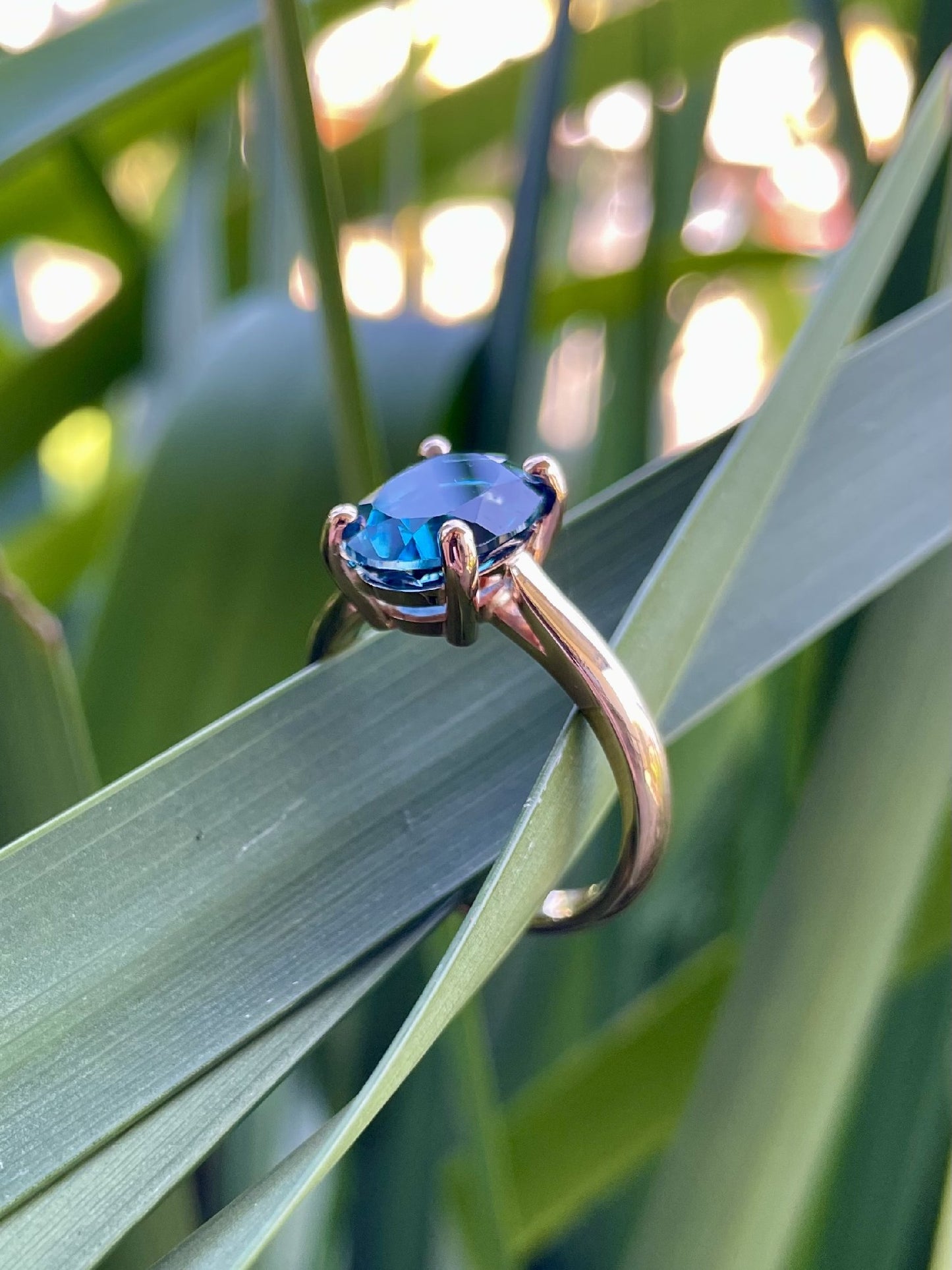 9ct Rose Gold Oval London Blue Topaz Ring